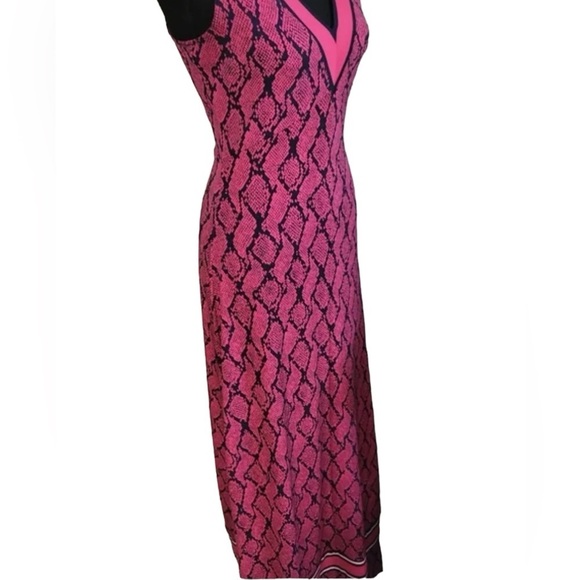 Michael Kors Pink and Navy Blue Snake Skin Print Maxi Dress - Picture 5 of 6